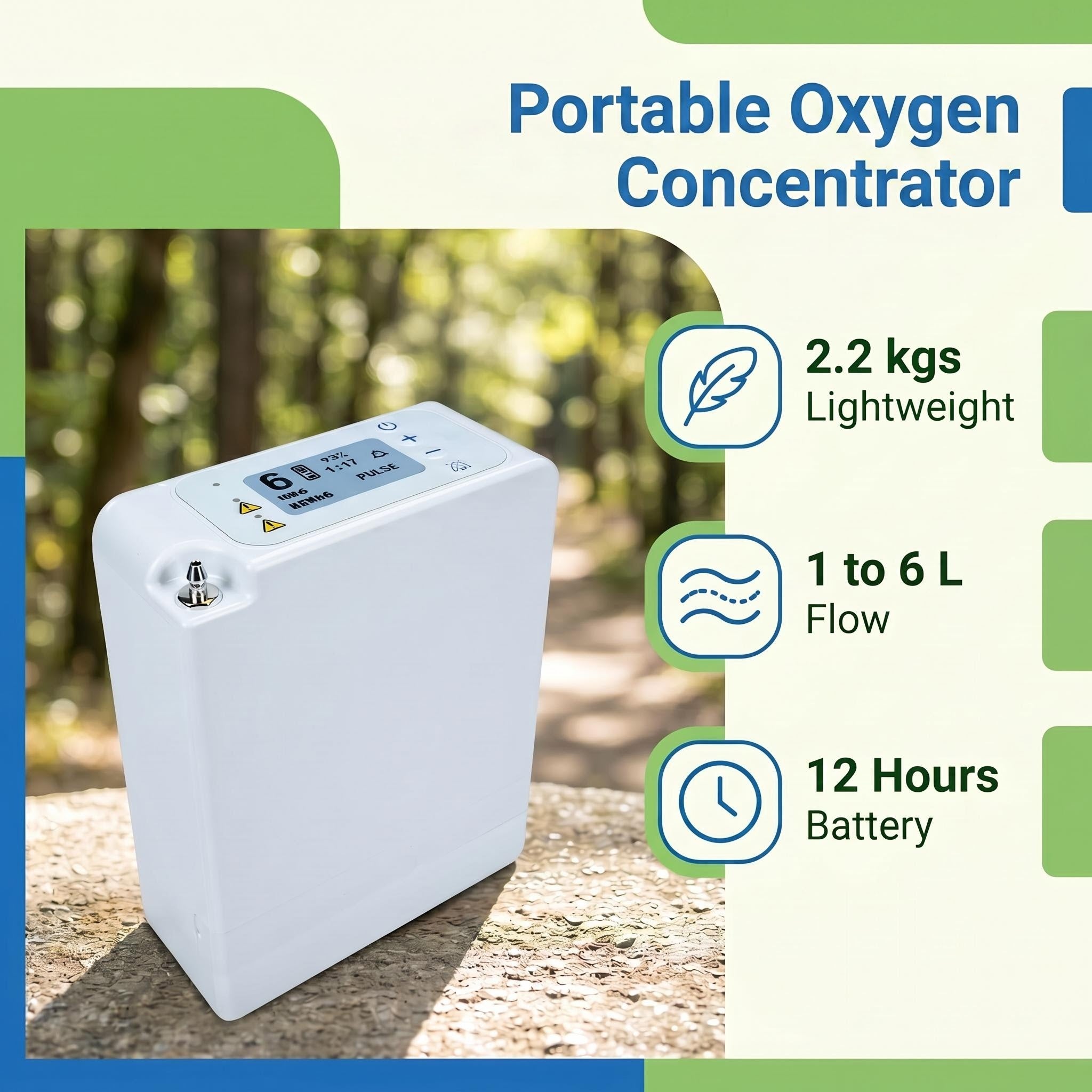 6L Portable Oxygen Concentrator ( Includes 2 x 6 Hours Battery)