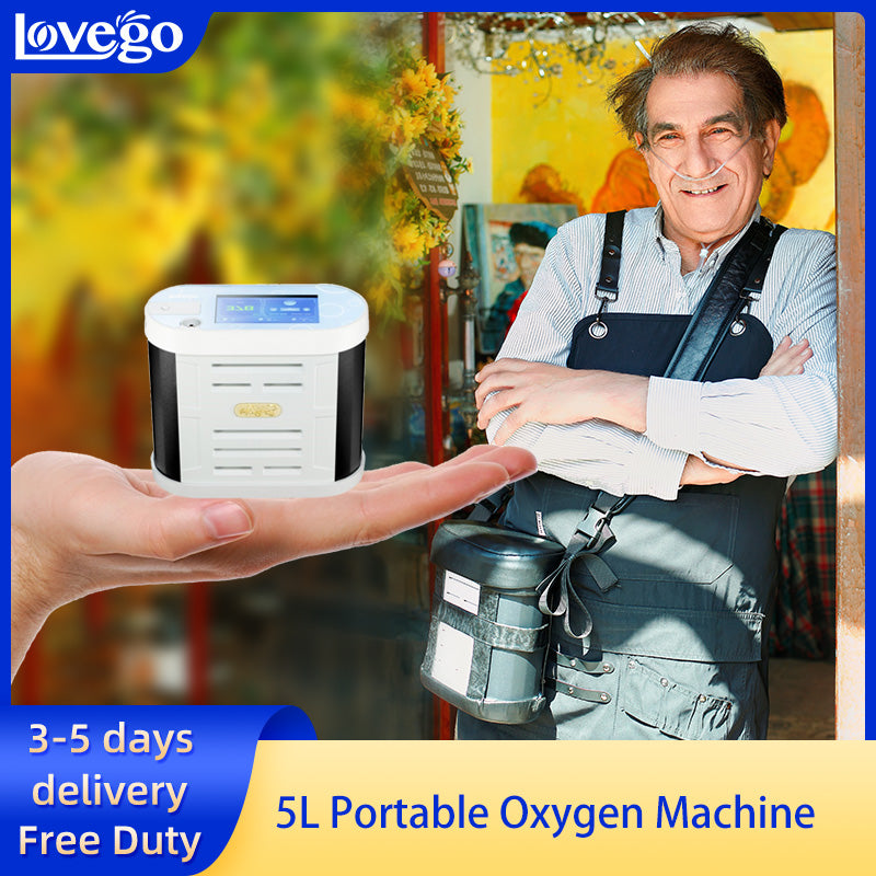 Concentrador de oxígeno portátil de 5 litros con batería de 8 horas