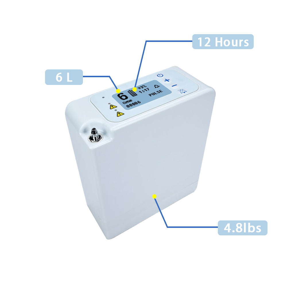 6L Portable Oxygen Concentrator ( 12 Hours Battery Time)