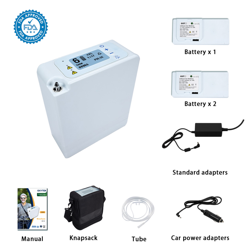6L Pulse Flow Portable Oxygen Concentrator FDA-CLEARED ( Includes 2 x 6 Hours Battery)